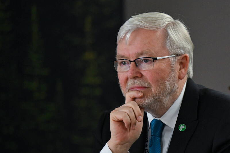 陆克文警告，台湾一旦被中国攻陷，中国军力就能广泛延伸。（欧新社）