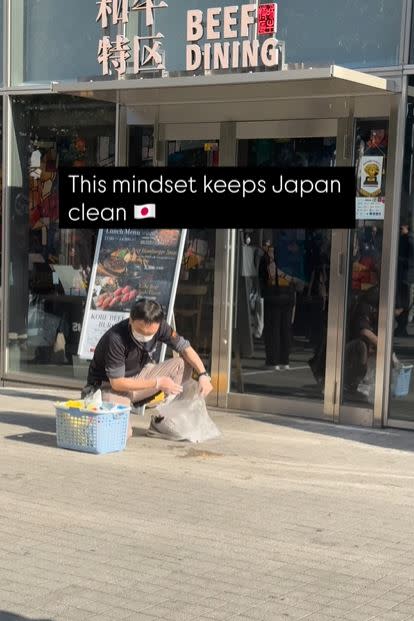 烏爾瓦希稱讚店員維護環境，讓日本保持乾淨。（圖／翻攝自IG＠uruchan_in_japan）