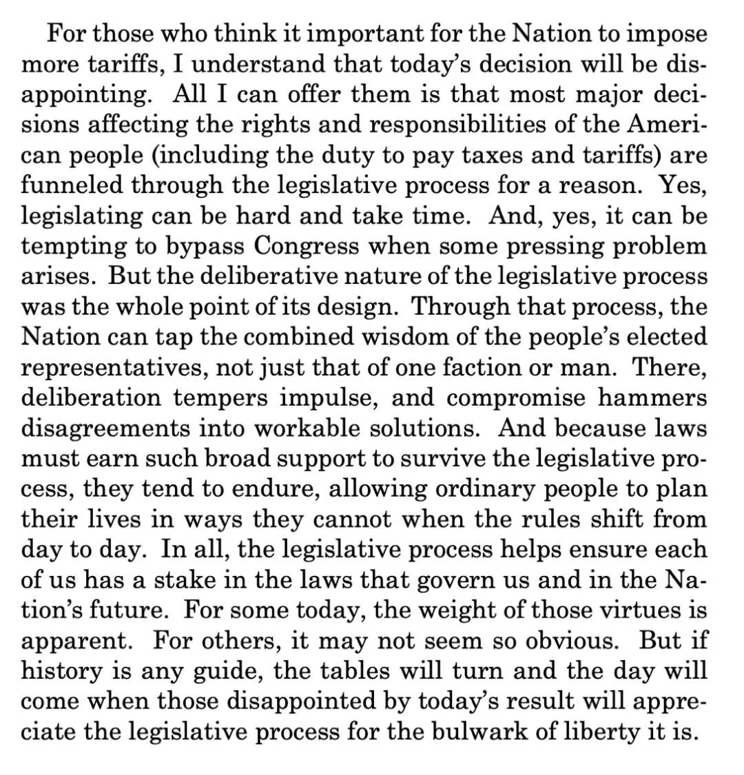 美国关税案终审判决书中最打动我的一段话是...