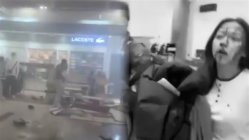 迪拜机场3/1日凌晨惊传遭到伊朗的见证者(Shahed)自杀式无人机击中,航厦受损,旅客满脸血仓皇逃命。 (图/翻摄自X)