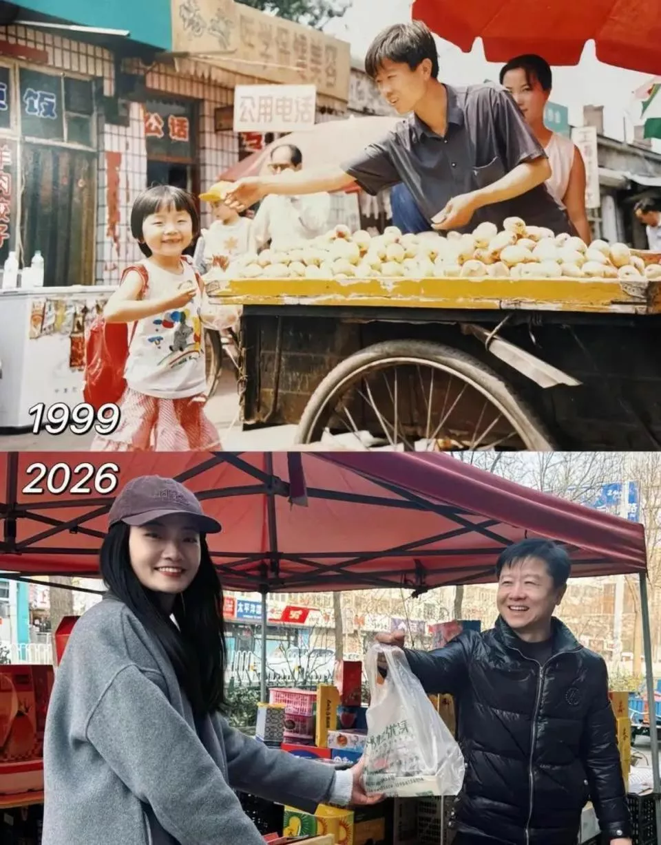 女孩与水果摊主时隔27年的两张同框照获赞171万