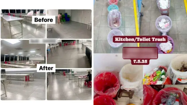 工会提供多张工人曾在宿舍被罚劳动服务的证据照片。