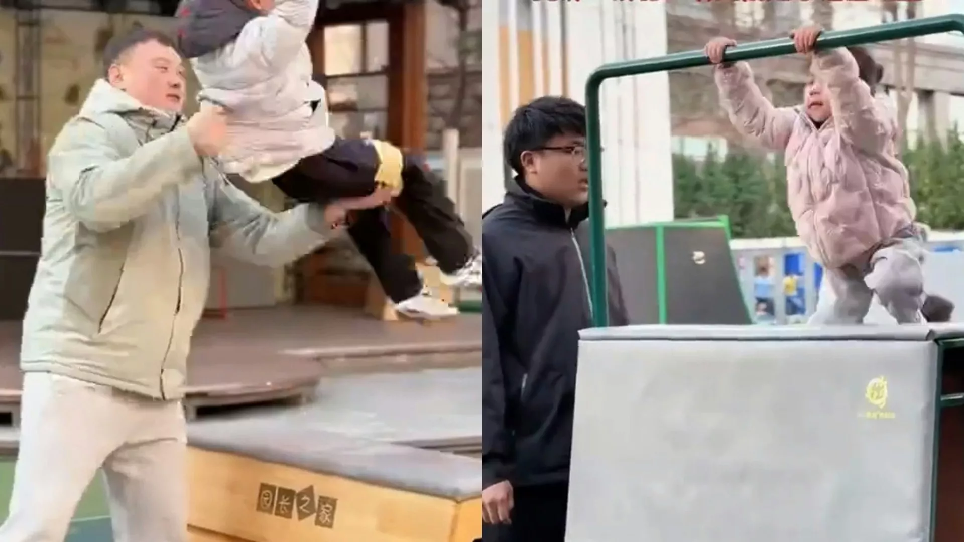 山东幼儿园高难度体能课疯 吓坏家长