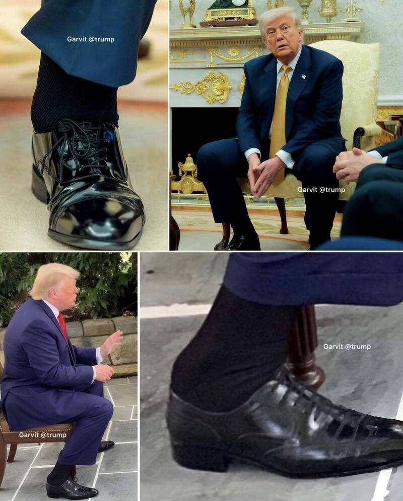 美国总统特朗普每天早上自己擦皮鞋。 （撷取自Michelle Maxwell的X平台）
