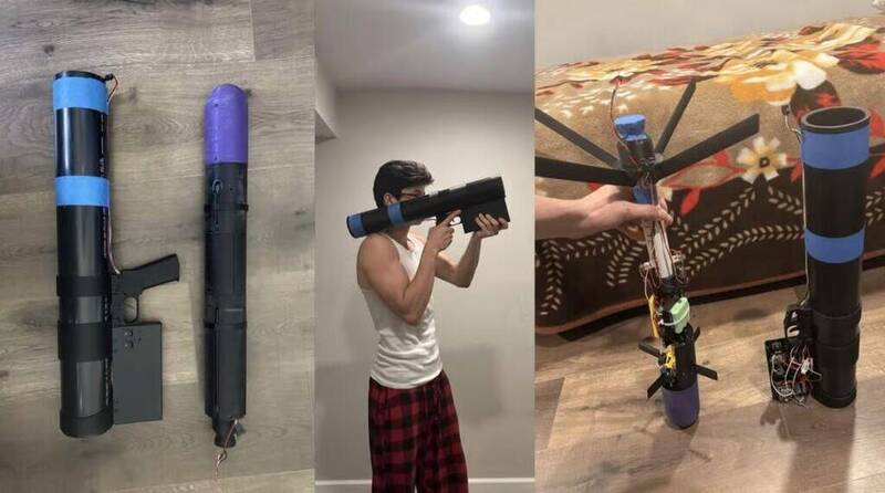 图为外国独立工程师上传至GitHub开源平台的3D列印肩射飞弹原型,总造价仅96美元(约新台币3059元)。 (图撷取自GitHub)