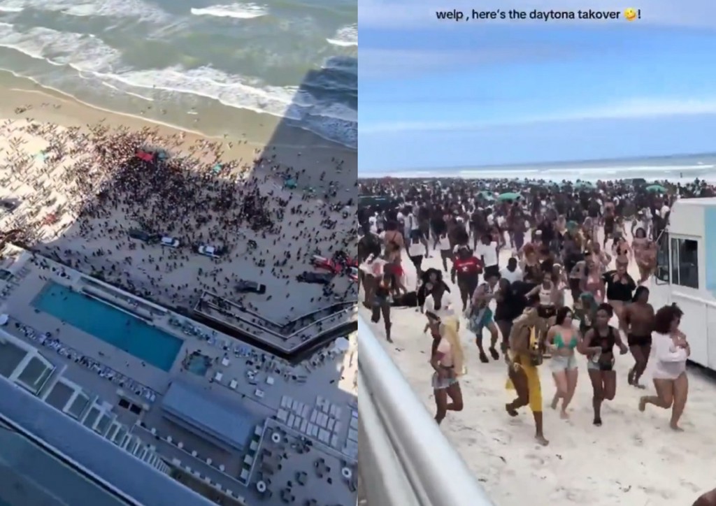 海灘上有民眾大喊槍響，導致數百人驚逃險人踩人，警方揭開這荒謬的真相。（翻攝X）