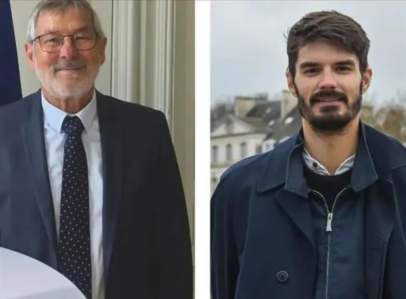 法国东北部阿尔西小镇近期举行地方选举，现任市长夏尔. 希特勒（左）因姓氏与独裁者希特勒极为相似，加上对手雷诺&mdash; 齐林斯基（右）的姓氏又酷似乌克兰总统泽伦斯基，意外引发全球网络热议。 （图/翻摄自IG @theobserverua）