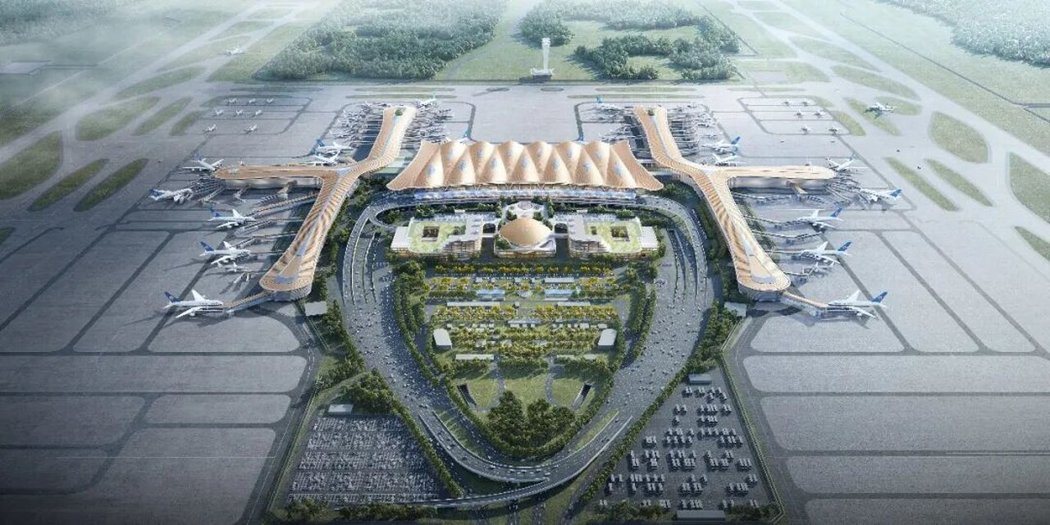 大陆广州新机场以「岭南之冠」为设计主题,目标2030年建成。(图/取自南方网) 大陆广州新机场以「岭南之冠」为设计主题,目标2030年建成。(图/取自南方网)