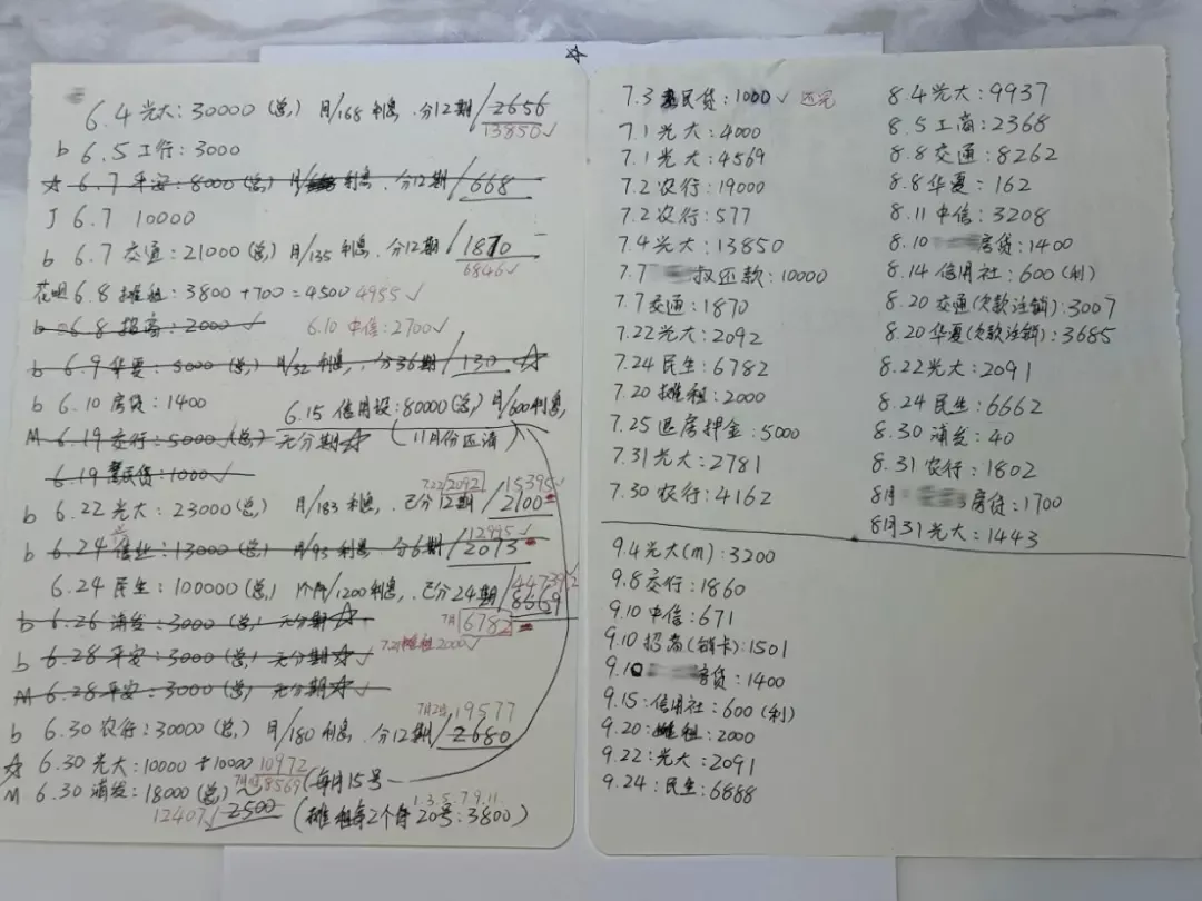 吴柳芳的记账还账单 图/受访人供图