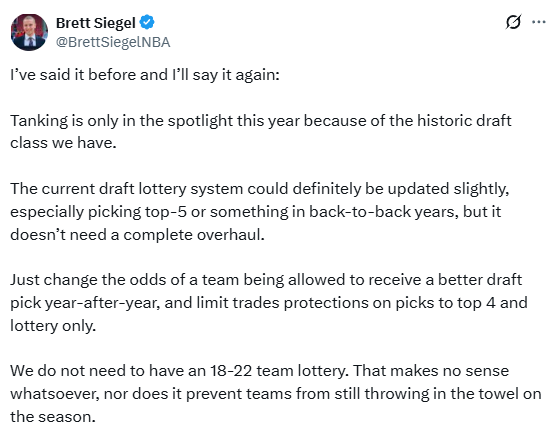 NBA反摆烂改革方案引热议！名记吐槽都是垃圾