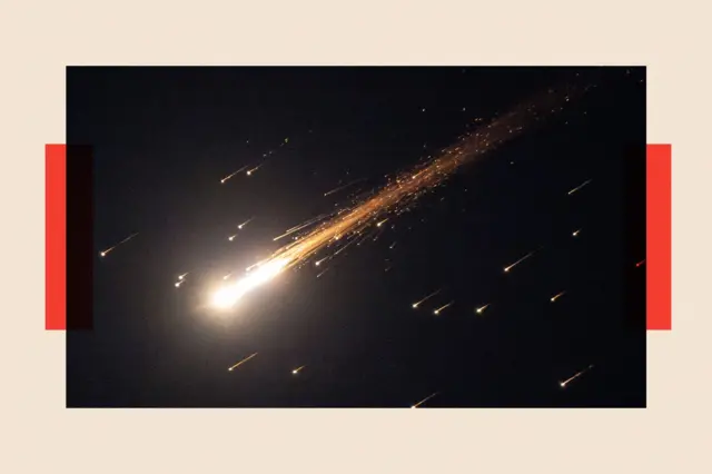 伊斯兰报复美以袭击而发射的导弹，出现在耶路撒冷上空。 