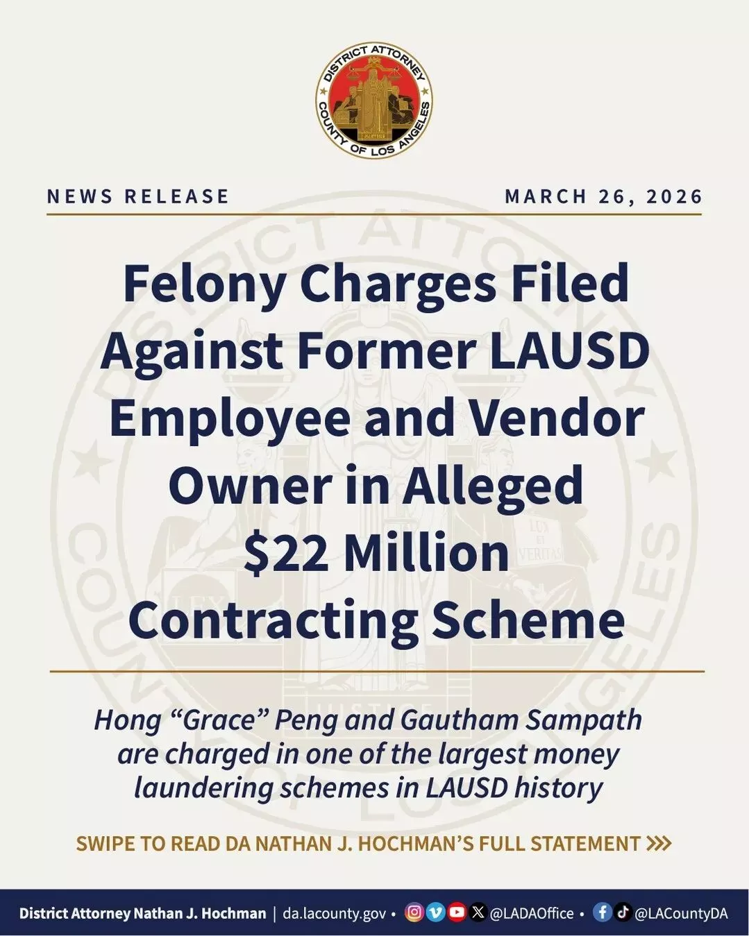 华裔女员工转让$2200万项目 收300万回扣被控重罪